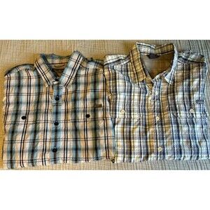 Eddie Bauer Lot of 2 Shirts Men's Large Performance Plaid Short Sleeve Pockets